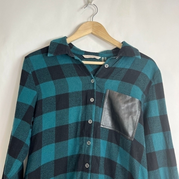 Soft Surroundings Oversized Buffalo Black and Teal Plaid Flannel in Size… - Picture 3 of 8